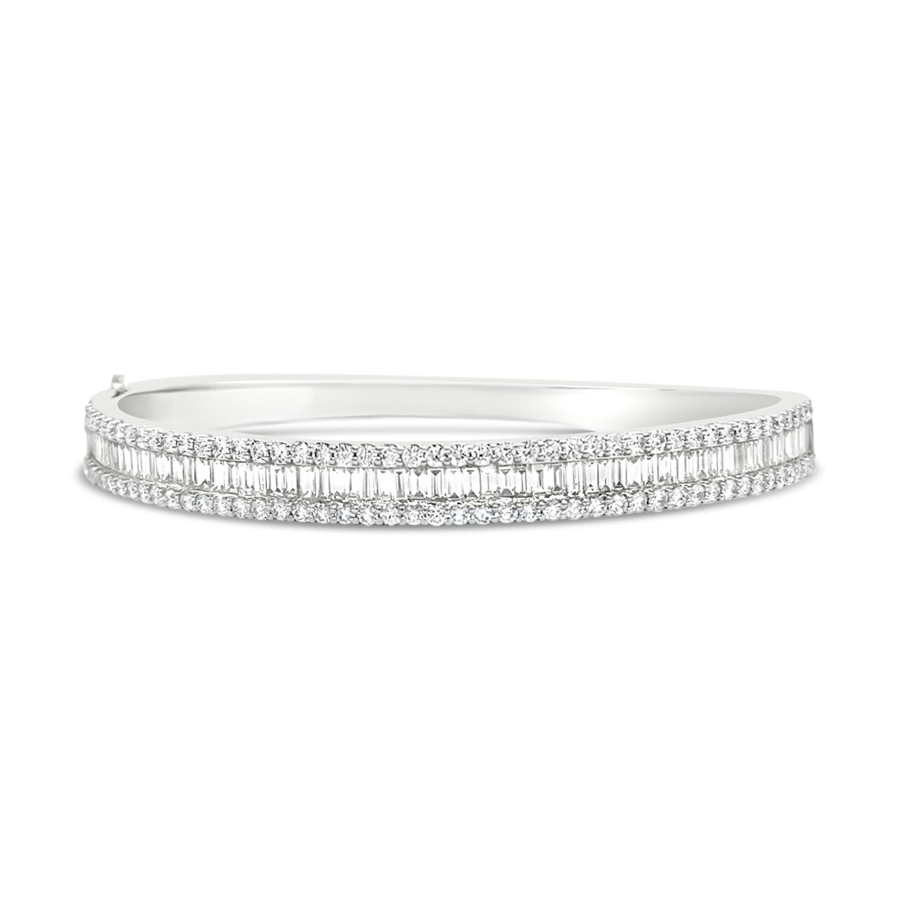 Baguette and Round Diamond Bangle