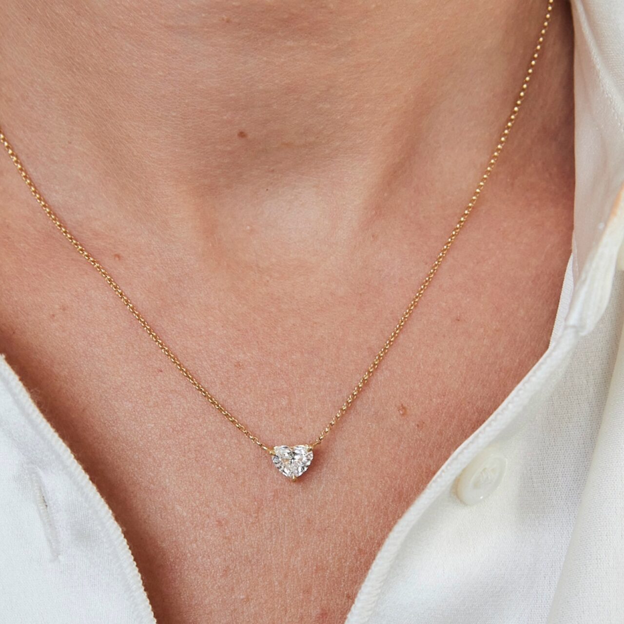 Heart Shaped Diamond Necklace - Image 2