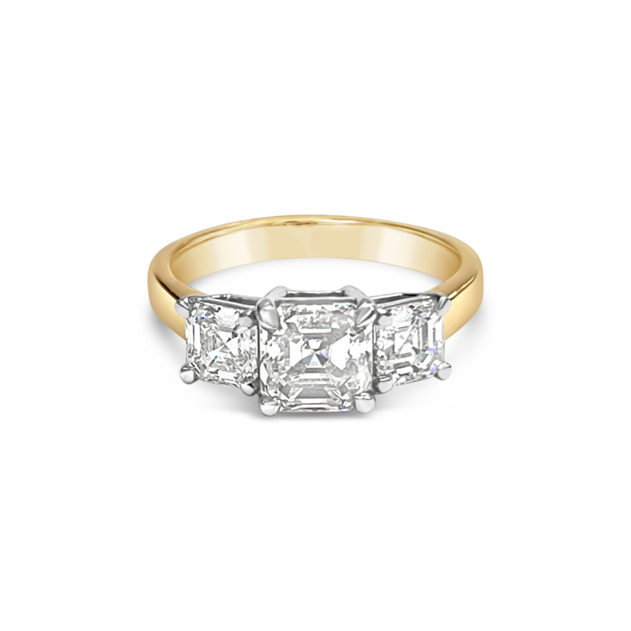 Asscher Cut Diamond Trilogy Ring