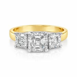 Asscher Cut Diamond Trilogy Ring