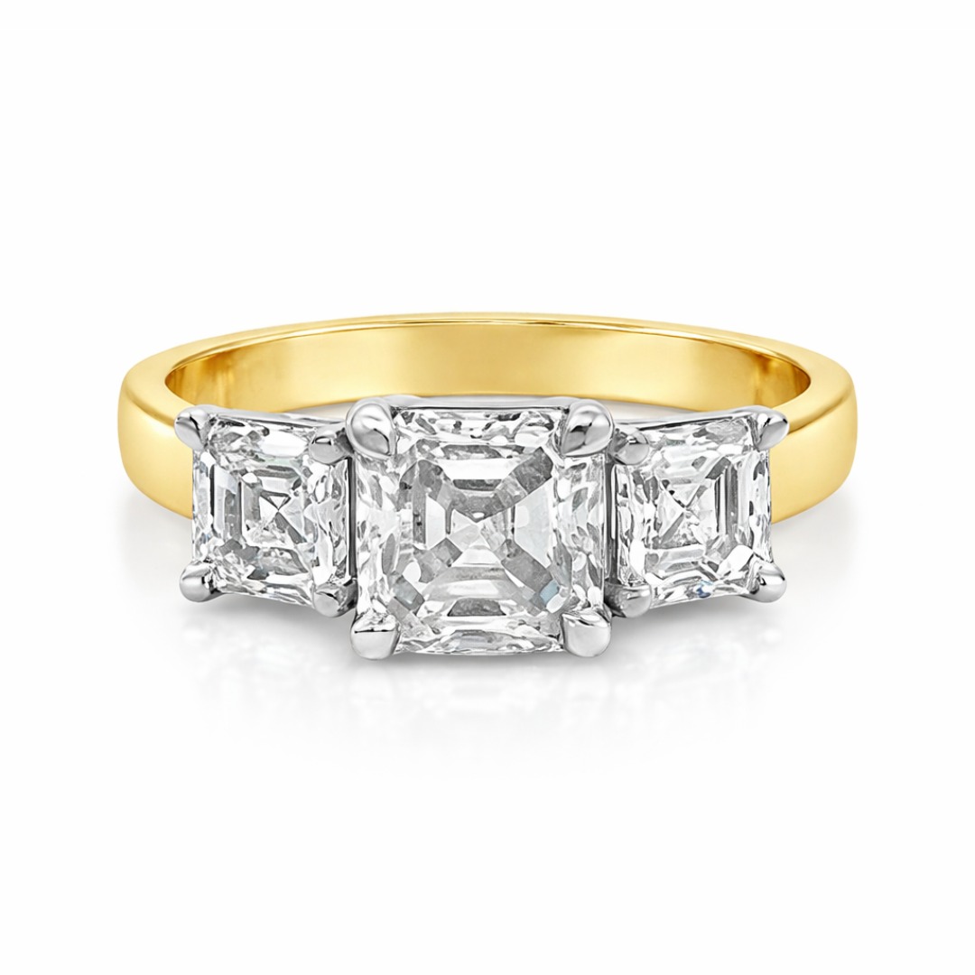 Asscher Cut Diamond Trilogy Ring