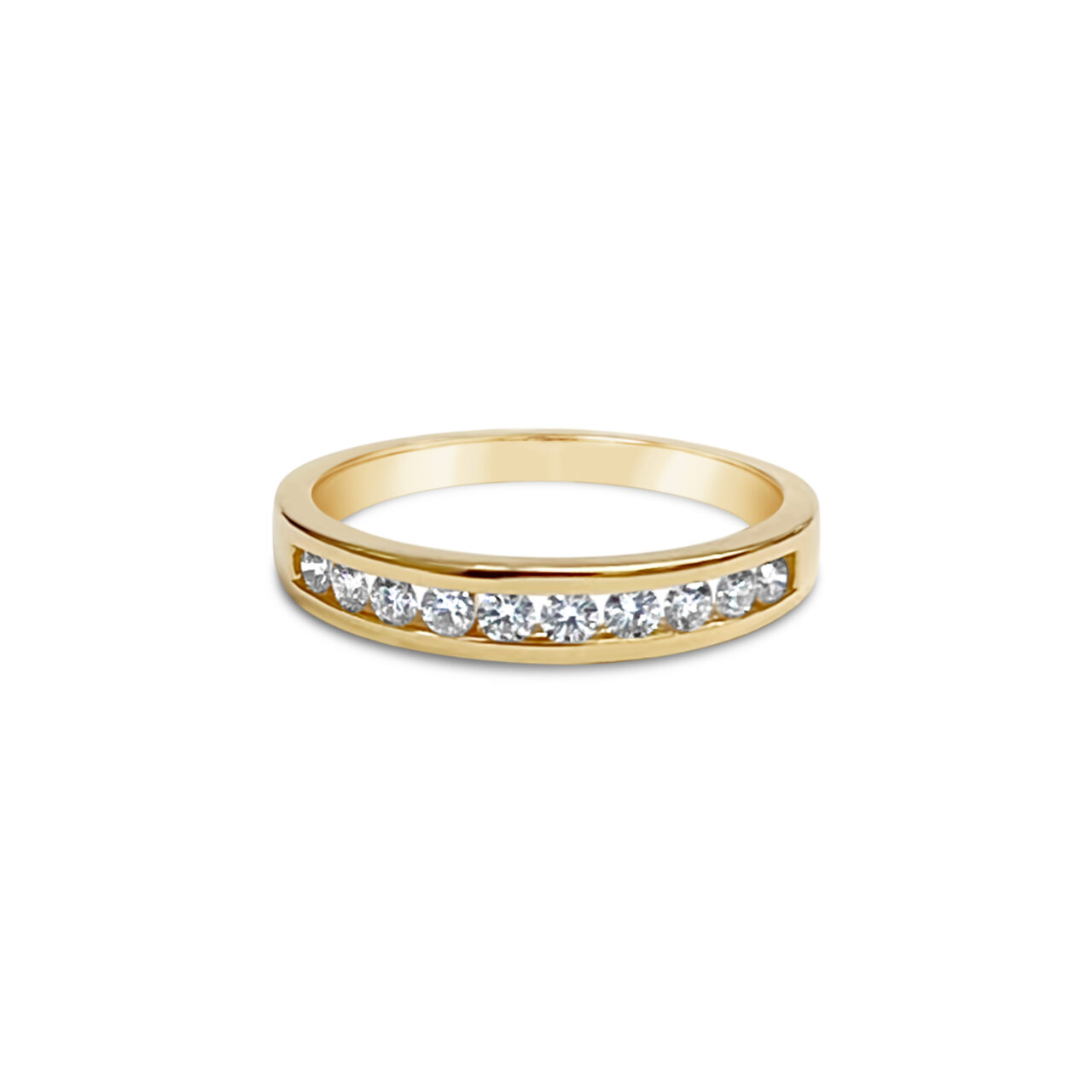 Channel Set Yellow Gold Diamond Band