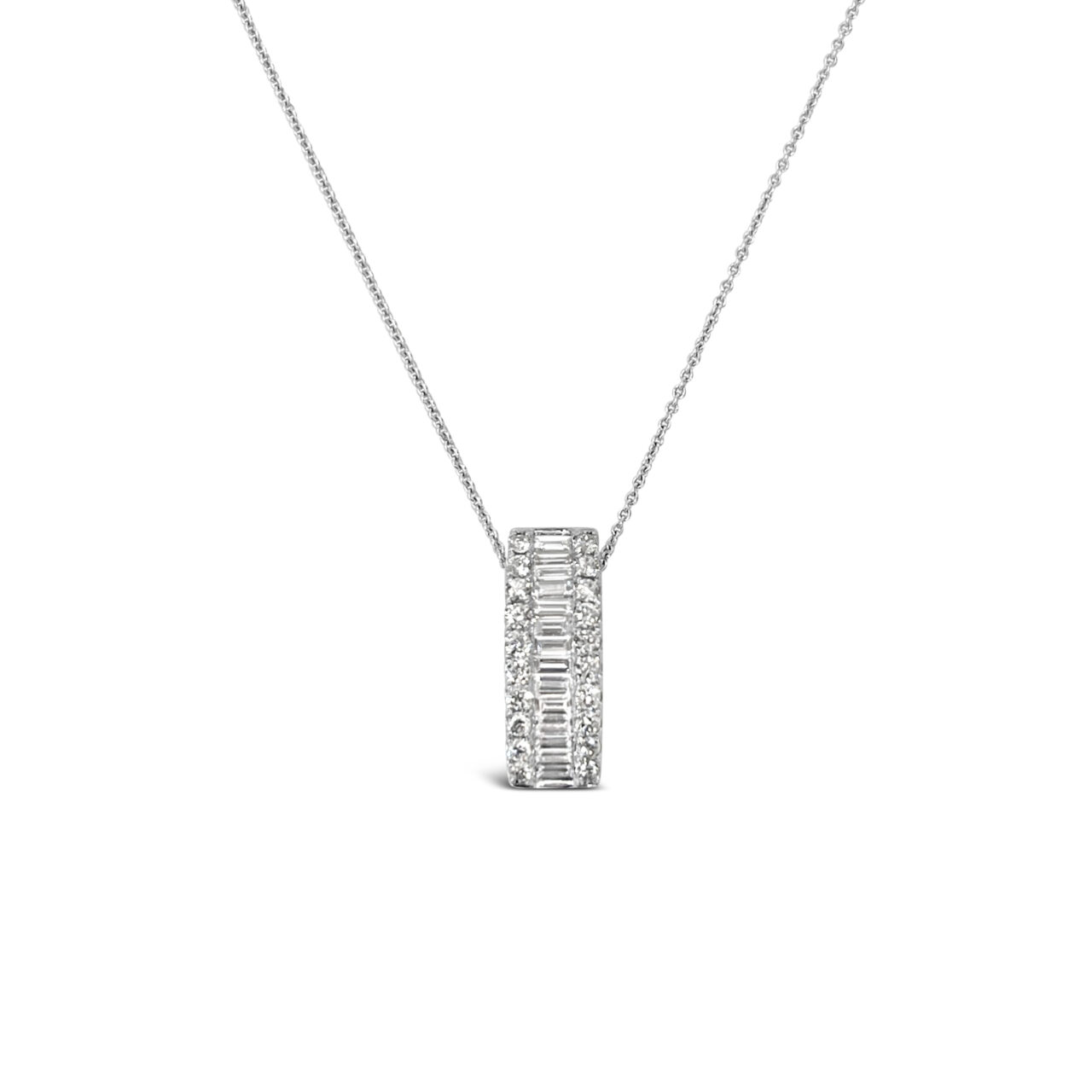 Baguette & Round Diamond Pendant