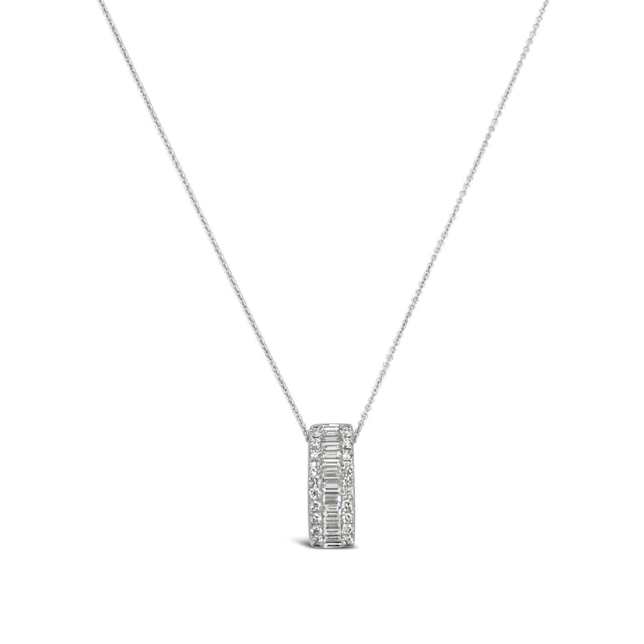 Baguette & Round Diamond Pendant - Image 2