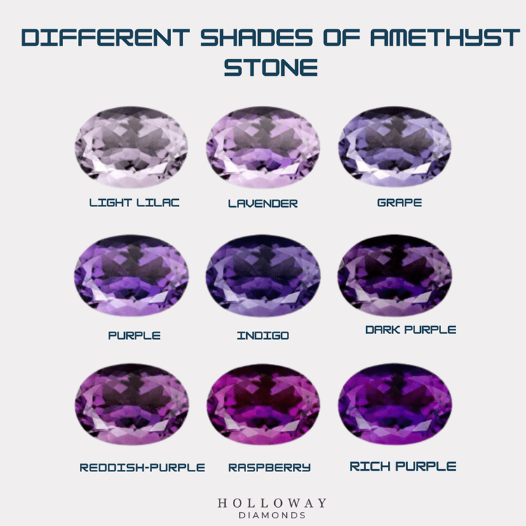 all shades of amethyst stone