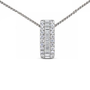 Baguette & Round Diamond Pendant