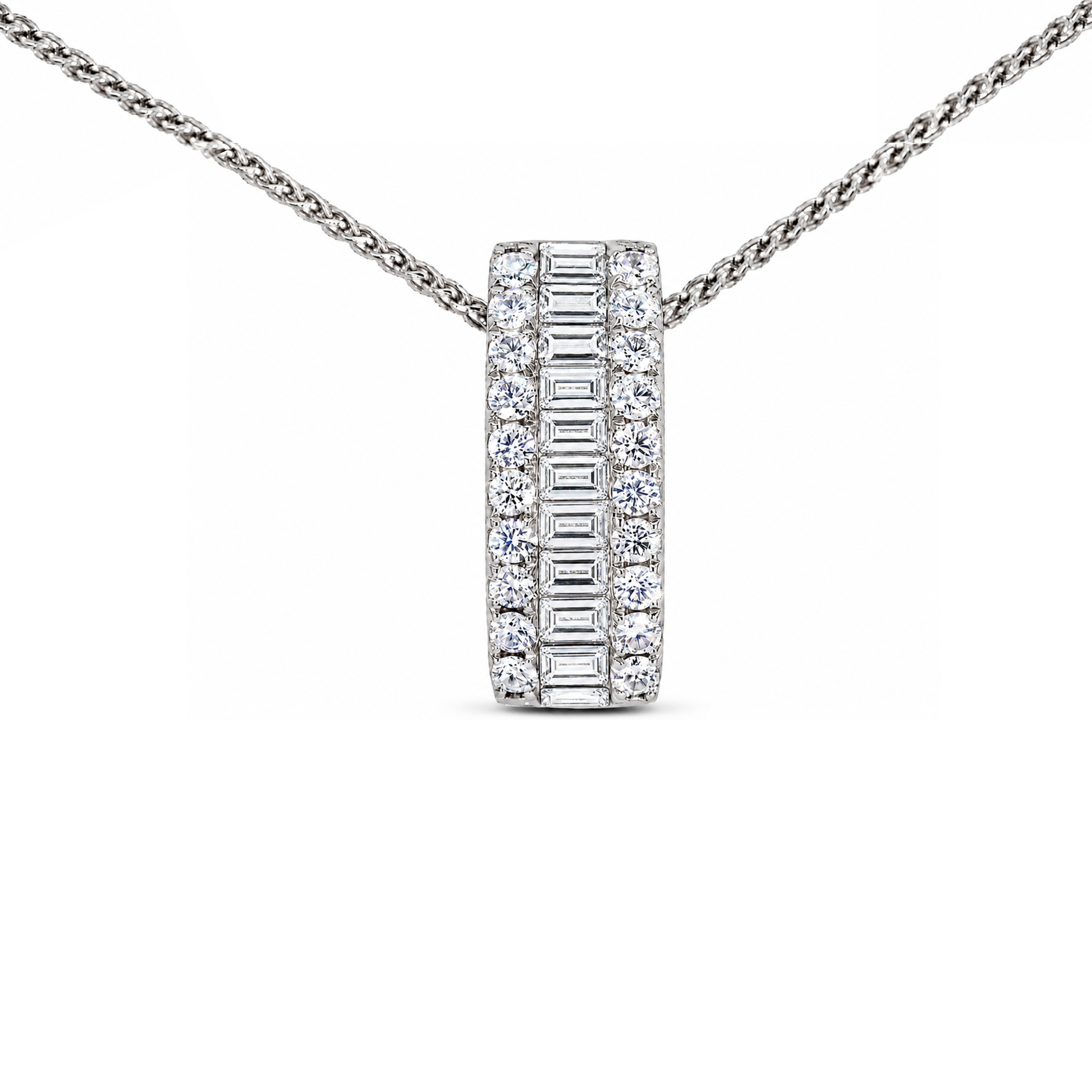 Baguette & Round Diamond Pendant