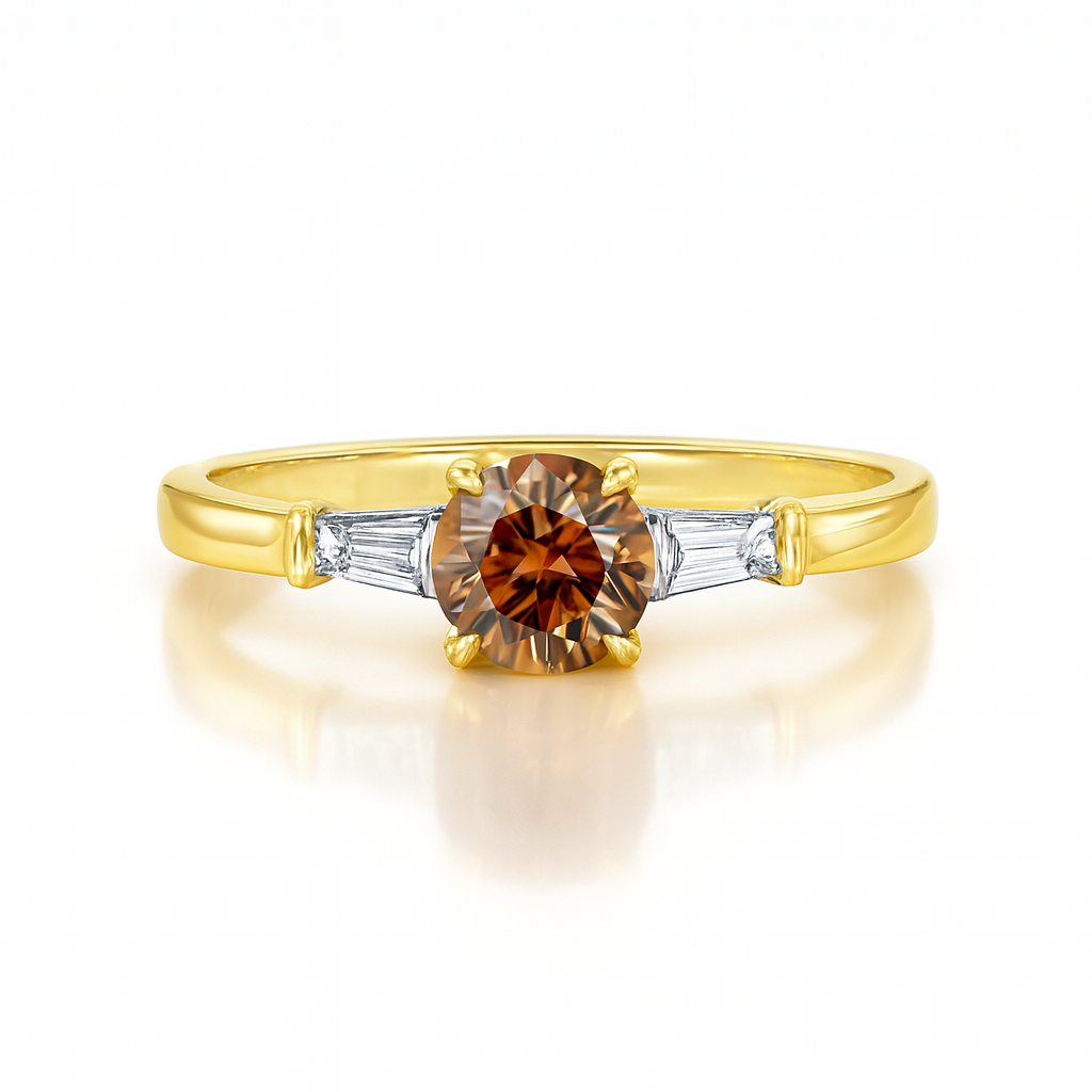 Champagne Diamond & Tapered Baguette Diamond Ring