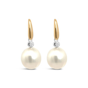 Diamond South Sea Pearl Earrings