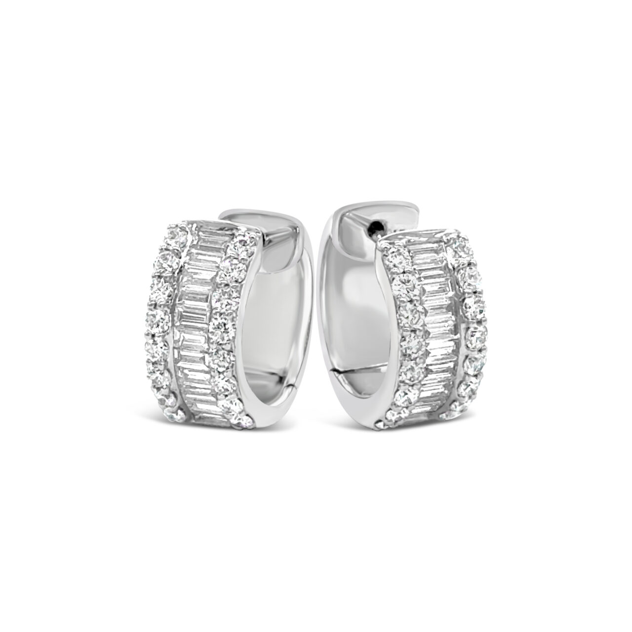 Baguette & Round Diamond Earrings