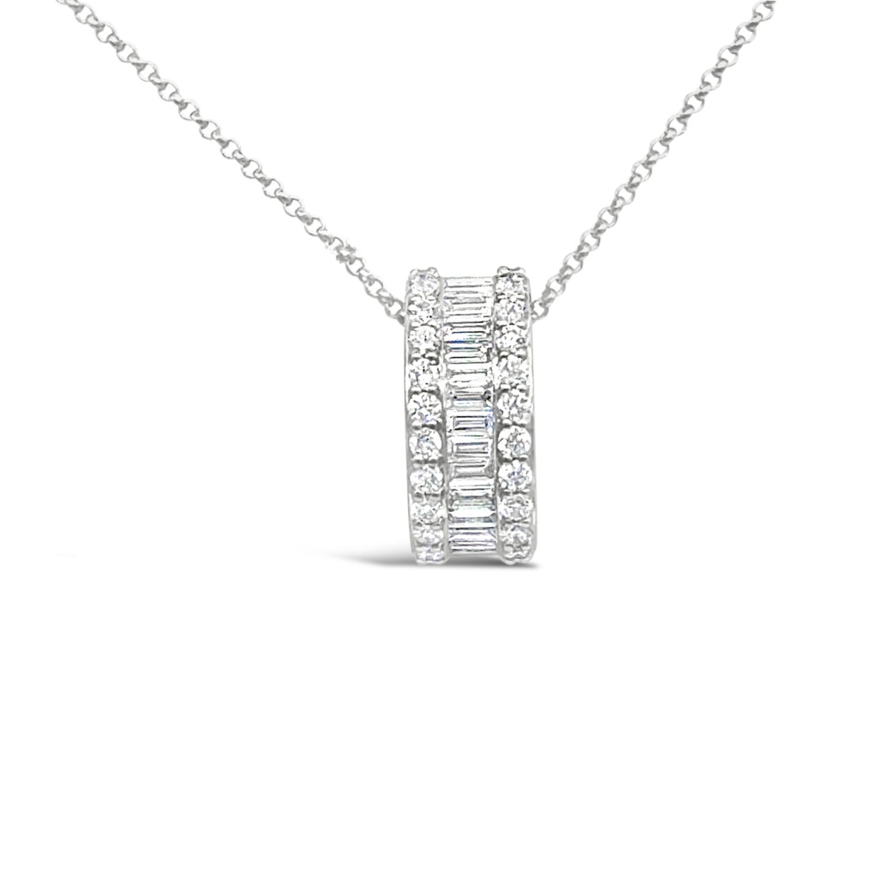 Baguette & Round Diamond Pendant