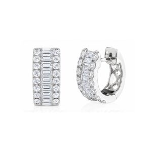 Baguette & Round Diamond Earrings