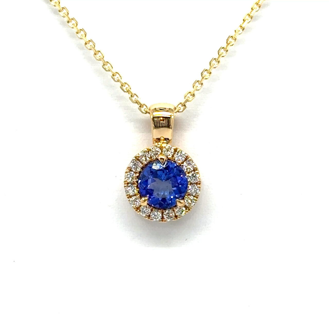 Tanzanite & Diamond Halo Pendant - Image 2