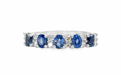 Oval Sapphire & Round Diamond Eternity Ring