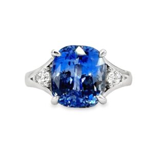 Cushion Cut Sapphire & Pear Cut Diamond Ring