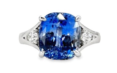 Cushion Cut Sapphire & Pear Cut Diamond Ring