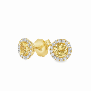 Yellow Sapphire & Diamond Halo Earrings