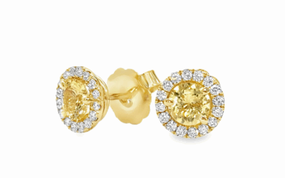Yellow Sapphire & Diamond Halo Earrings