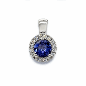 Tanzanite & Diamond Halo Pendant