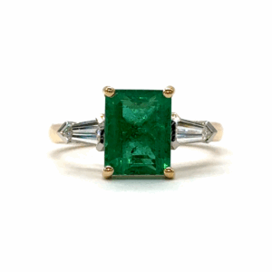 Emerald & Diamond Three Across Ring