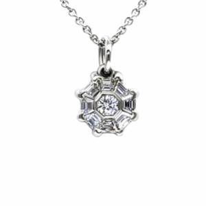 Octagonal Shape Diamond Set Pendant Necklace
