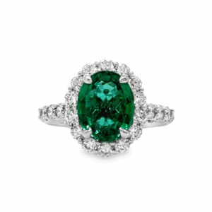Oval Emerald Diamond Halo Ring