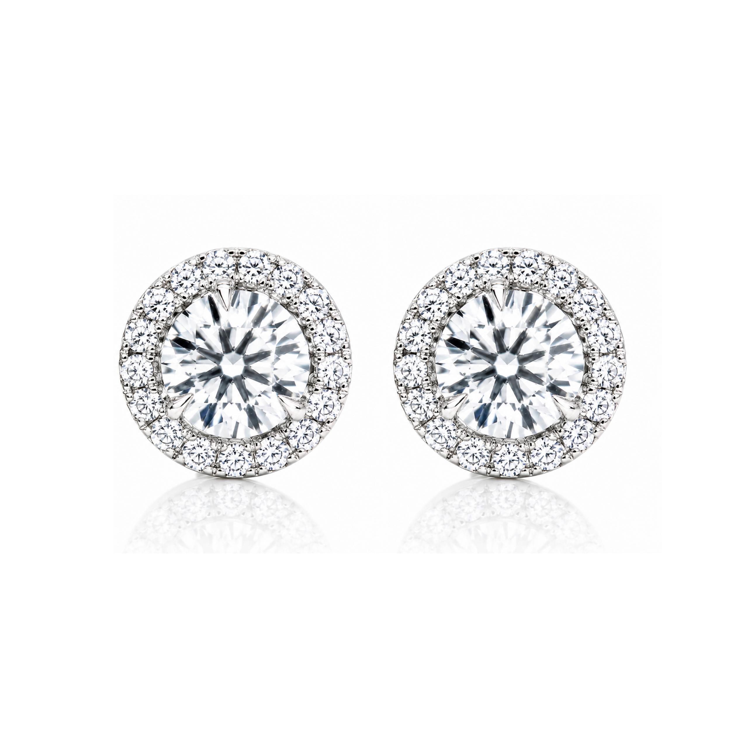 Diamond Halo Stud Earrings