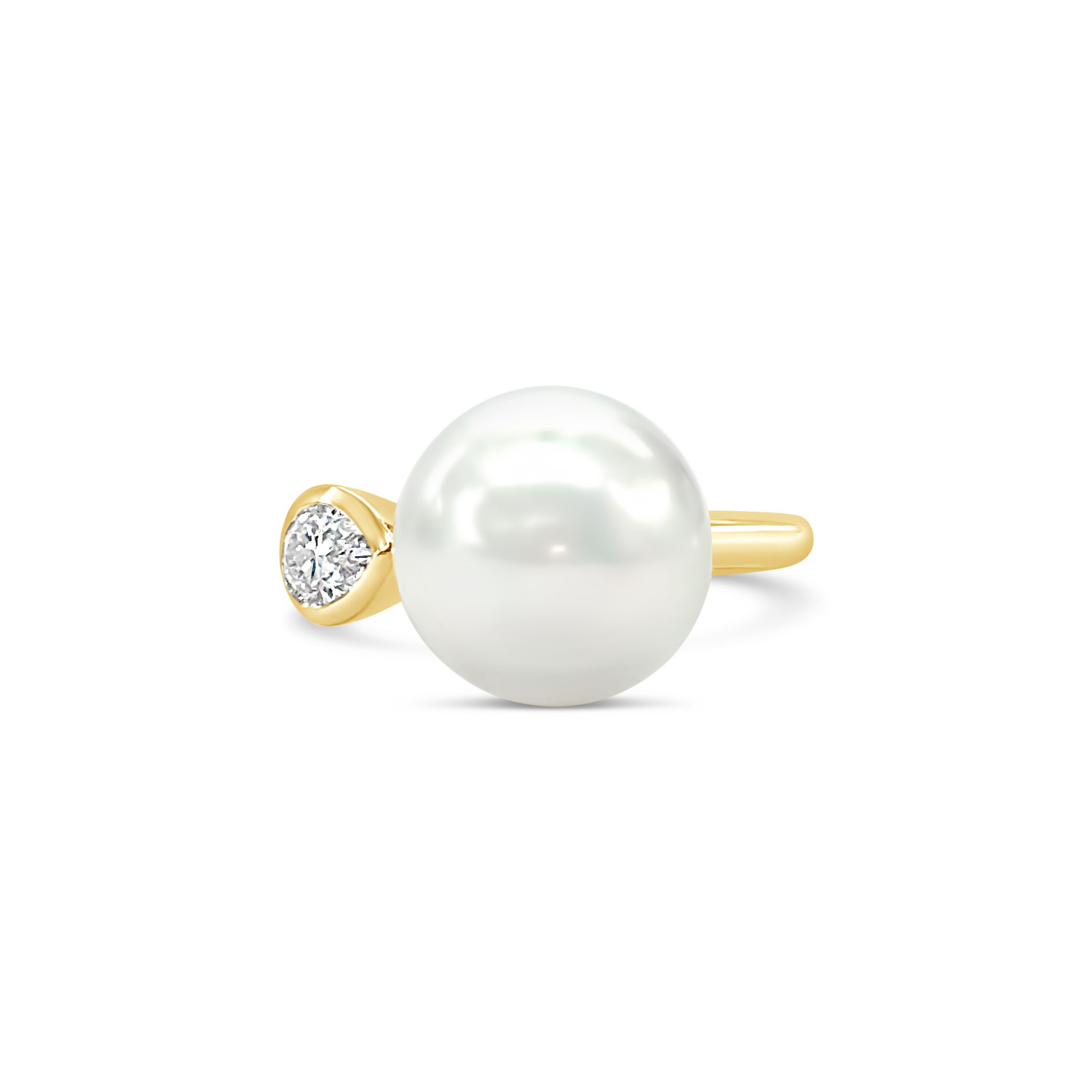 South Sea Pearl & Pear Cut Diamond Ring