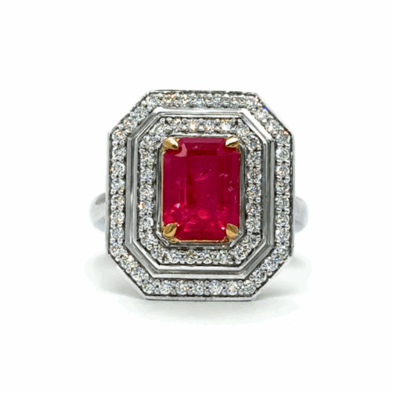 Double Halo Ruby Ring