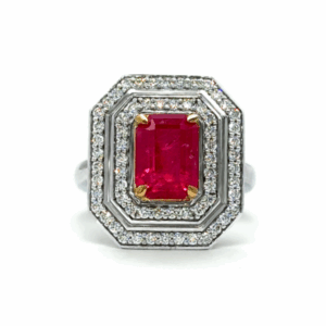 Double Halo Ruby Ring