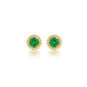 Emerald & Diamond Halo Stud Earrings