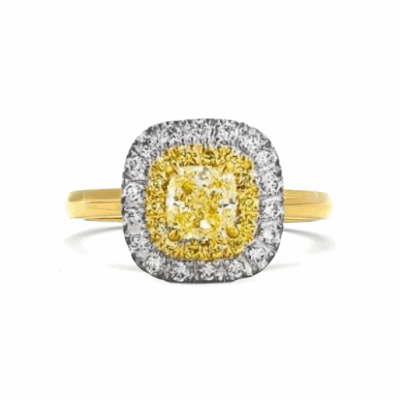Yellow Diamond Double Halo Ring