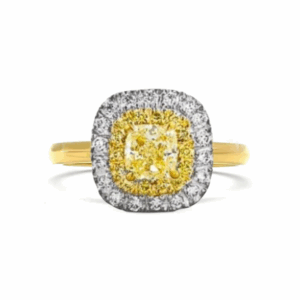 Yellow Diamond Double Halo Ring