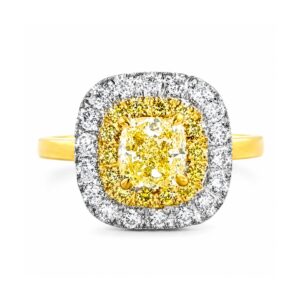 Yellow Diamond Double Halo Ring