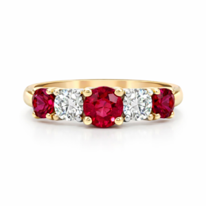 5 Across Ruby & Diamond Ring