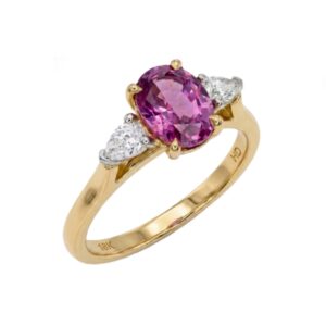 Purple Sapphire & Pear Cut Diamond Ring