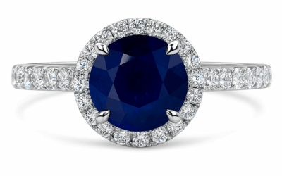 Round Sapphire & Diamond Halo Ring