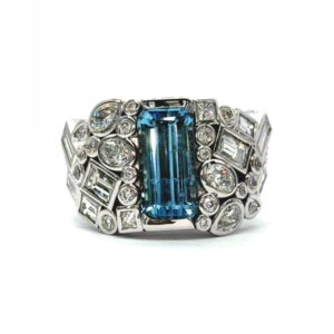 Santa Maria Aquamarine & Diamond Cluster Ring