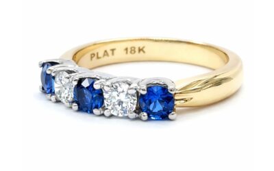 Sapphire & Diamond 5 Across Ring