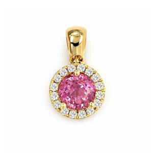 Pink Sapphire & Diamond Halo Pendant