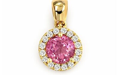 Pink Sapphire & Diamond Halo Pendant