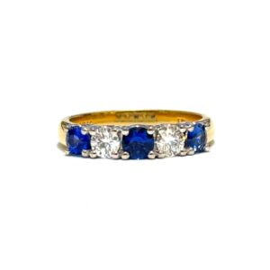 Sapphire & Diamond 5 Across Ring