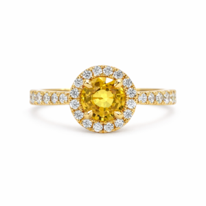 Yellow Sapphire & Diamond Halo Ring