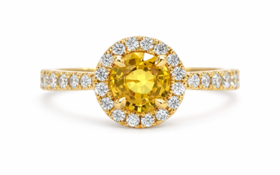 Yellow Sapphire & Diamond Halo Ring