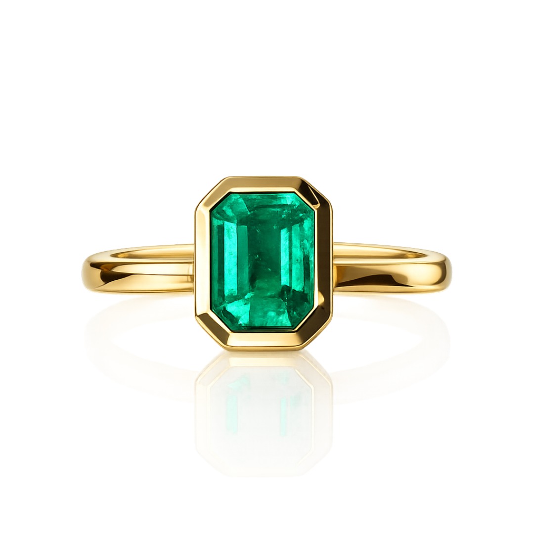 Bezel Set Emerald Ring