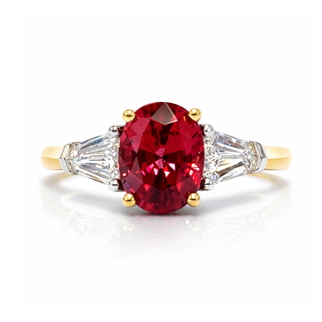 Red Spinel & Diamond Ring