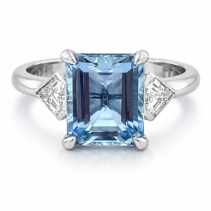 Aquamarine & Kite Diamond Ring