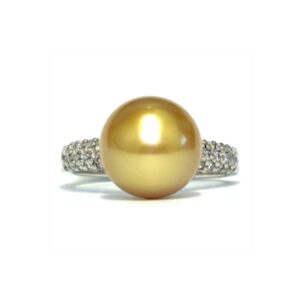 Golden Souh Sea Pearl & Diamond Ring