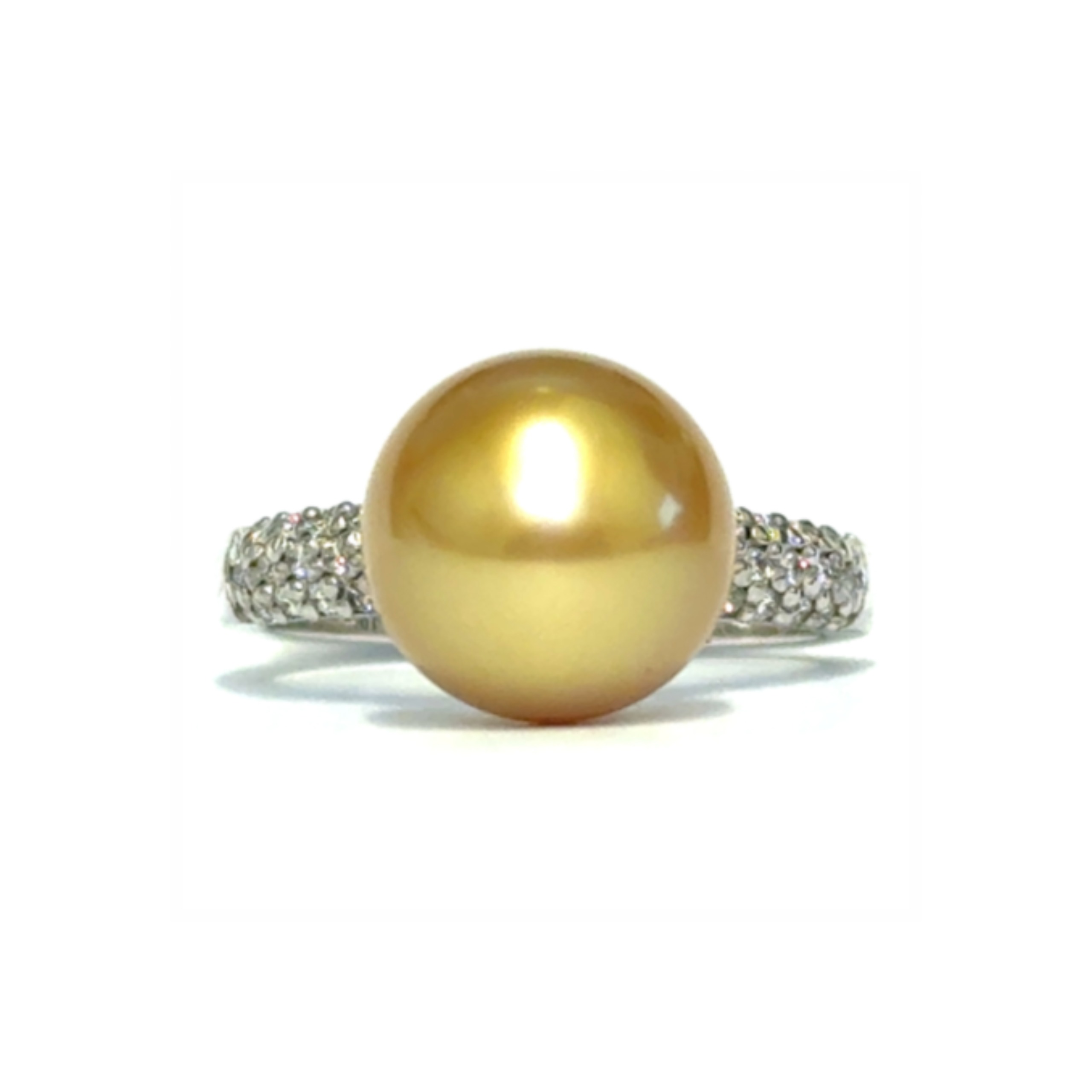 Golden Souh Sea Pearl & Diamond Ring