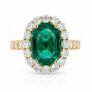 Emerald & Diamond Halo Ring